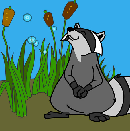Illustration of a racoon breathing