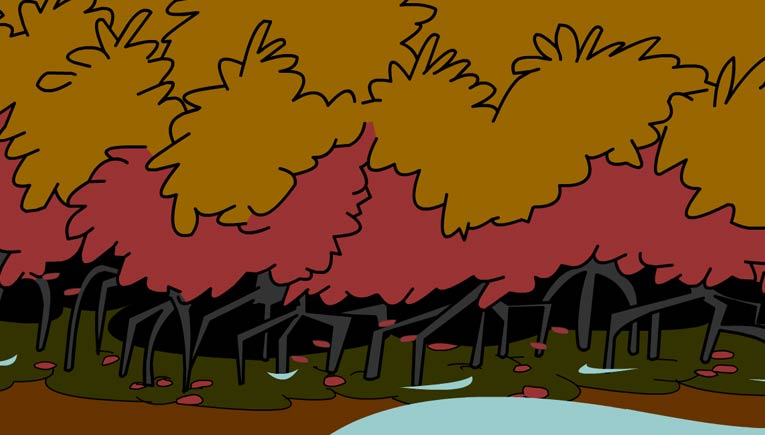 Illustration of falling leaves