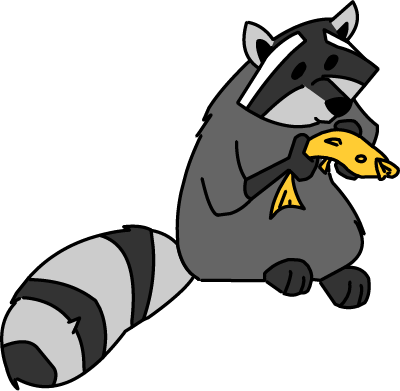 Illustration of a raccoon holding a fish