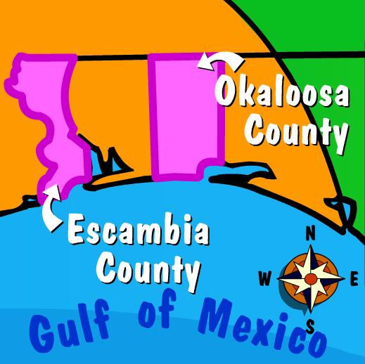 Illustration of Escambia and Okaloosa Counties