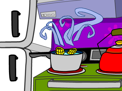 Illustration of a boiling corn