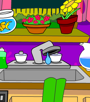 Illustration of water dripping out of a faucet